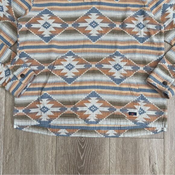 Faherty RARE Doug Good Feather Aztec Tribal Organic Cotton Poncho Hoodie Mens M - Picture 4 of 14